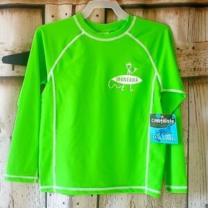 Boys Rash Gaurd Montana Logo Swim Shirt Swimsuit Bathing Suit Beach